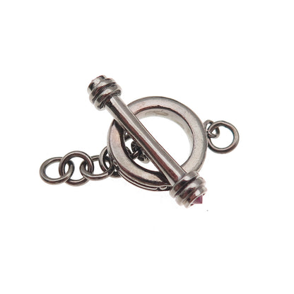 Jolusa Sterling Silver Black Rhodium Ruby Bracelet / Necklace Toggle Lock Clasp