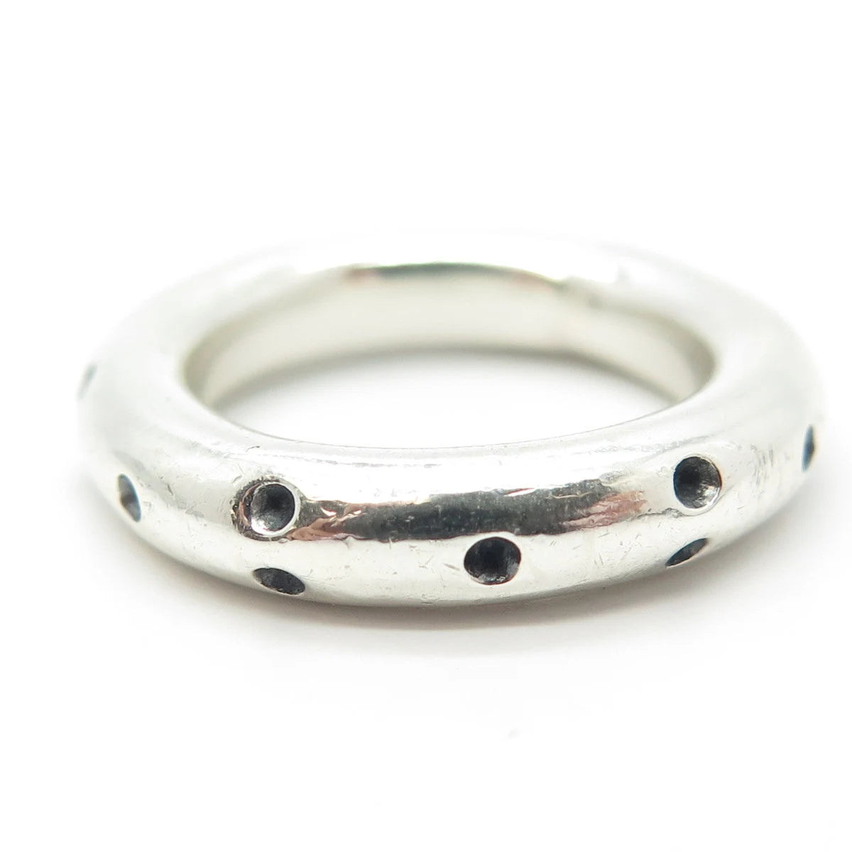 925 Sterling Silver Vintage Dots Band Ring Size 7.25
