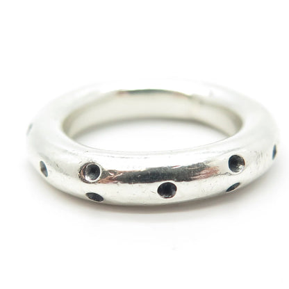 925 Sterling Silver Vintage Dots Band Ring Size 7.25