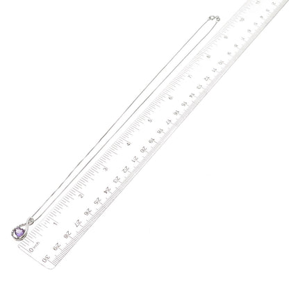 925 Sterling Silver Real Diamond & Amethyst Infinity Box Chain Necklace 18"