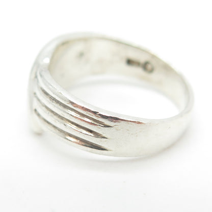 925 Sterling Silver Vintage Ribbed Ring Size 6.25