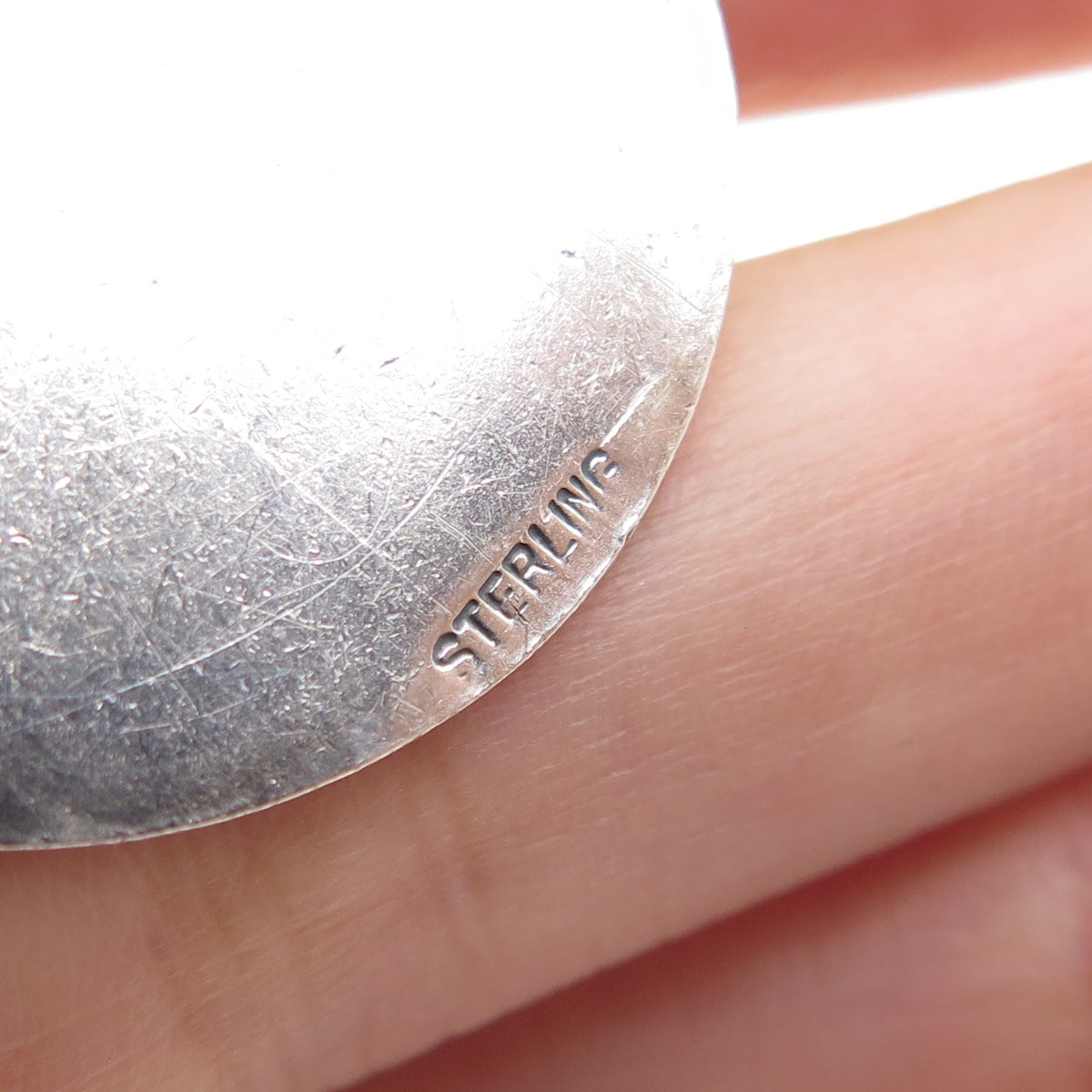 925 Sterling Silver Vintage Engraved Angie Round Tag Charm Pendant