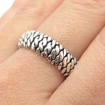 925 Sterling Silver Vintage Woven Rope Band Ring Size 8.75