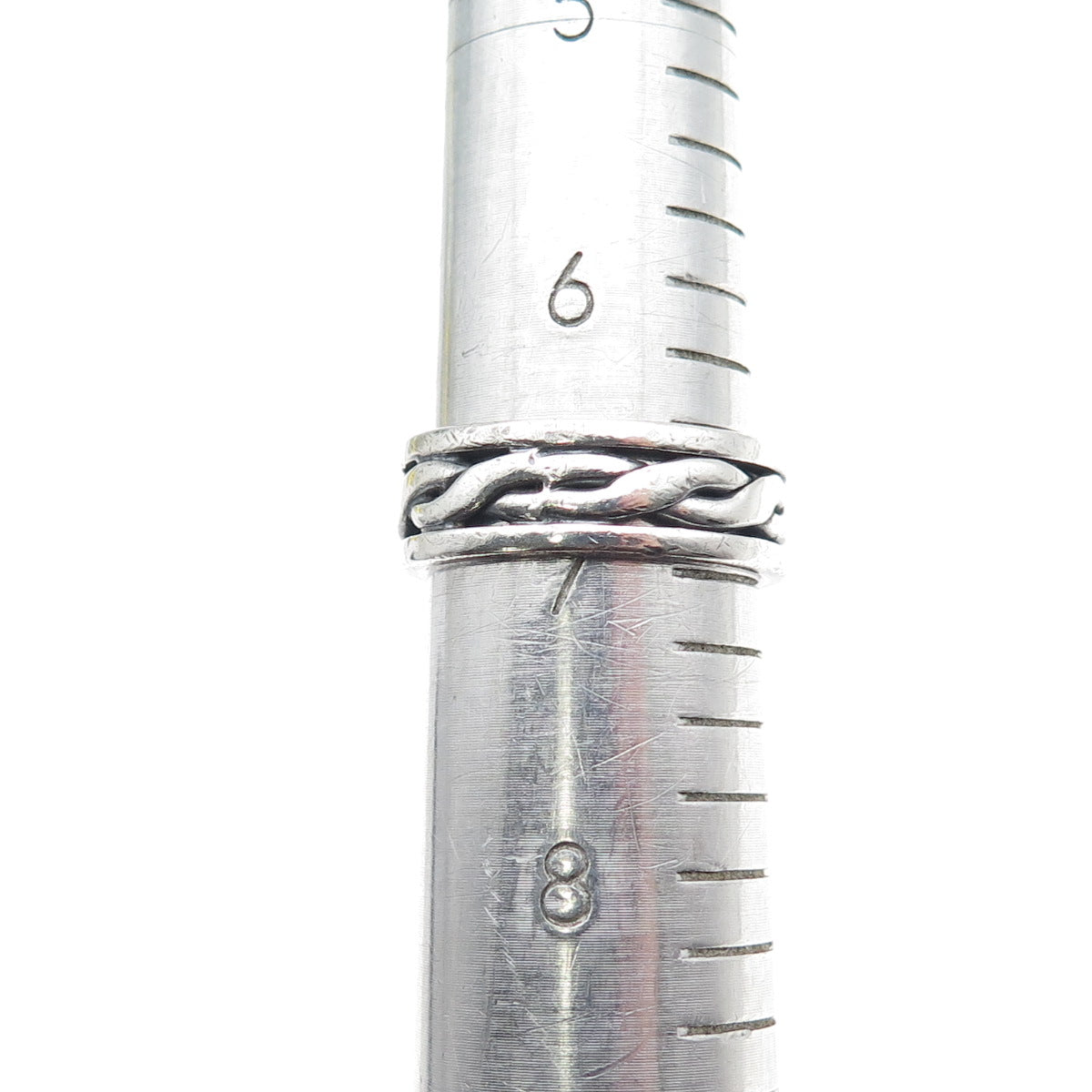 925 Sterling Silver Vintage Mexico Woven Oxidized Band Ring Size 7
