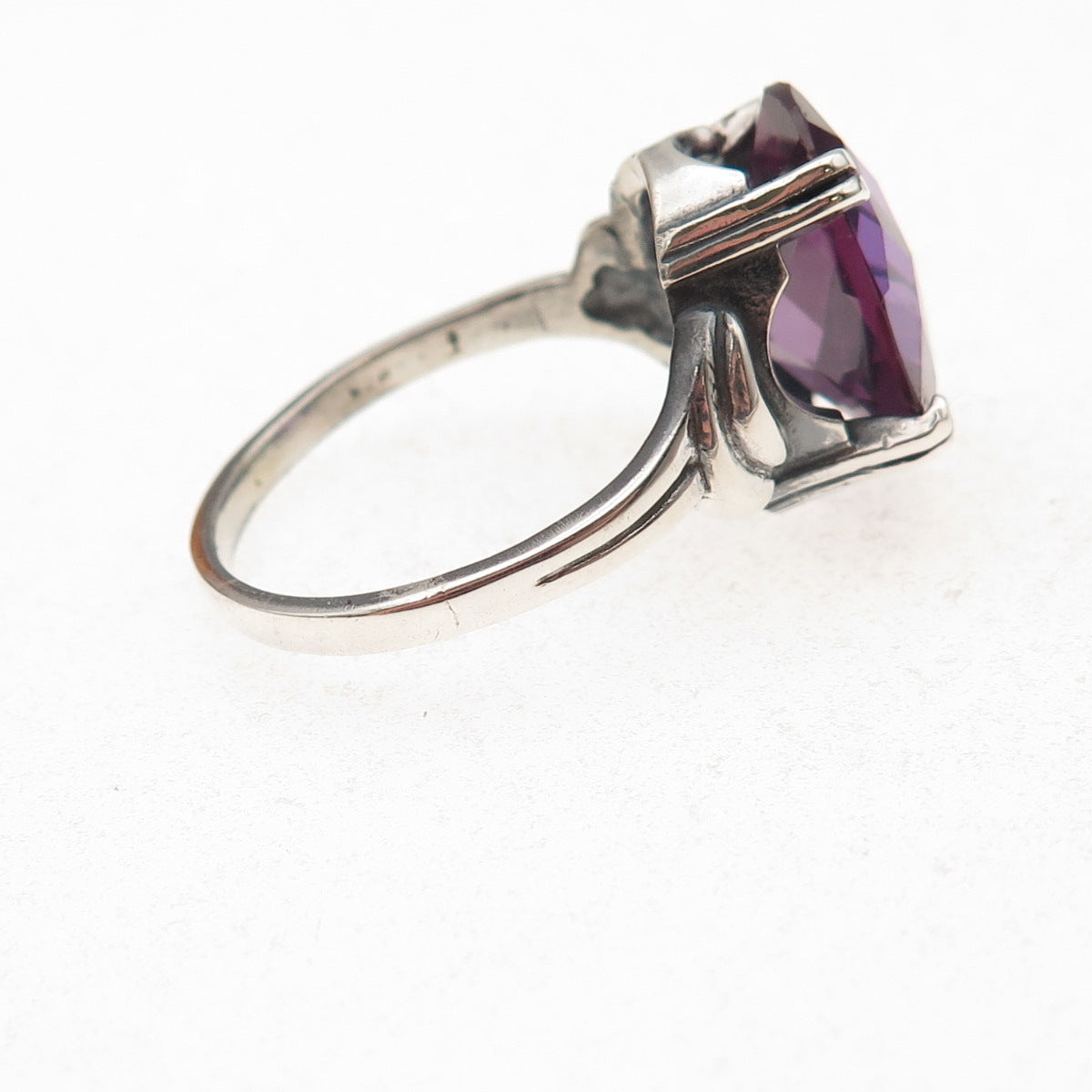 Tommy Long Sterling Silver Vintage Lab-Created Peacock Sapphire Ring Size 10.75