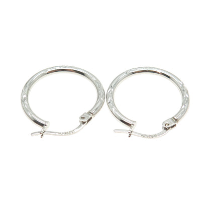 925 Sterling Silver Engraved Hinged Hoop Earrings