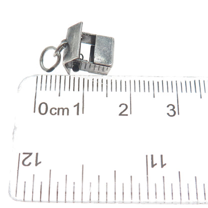925 Sterling Silver Vintage Mexico Water Well Minimalist 3D Charm Pendant