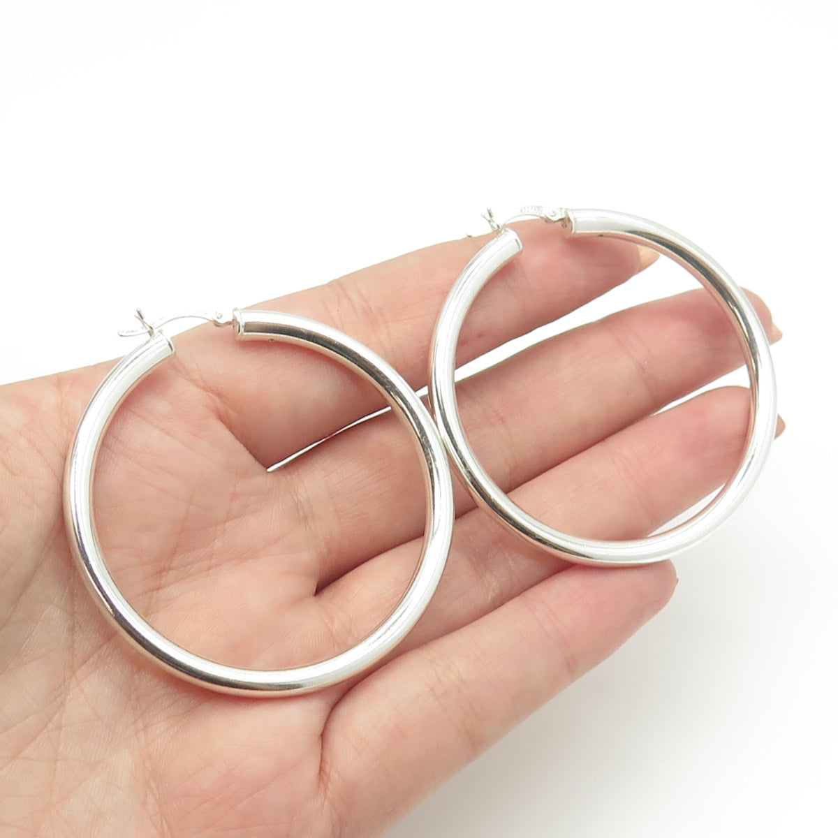 HAN 925 Sterling Silver Smooth Hoop Earrings