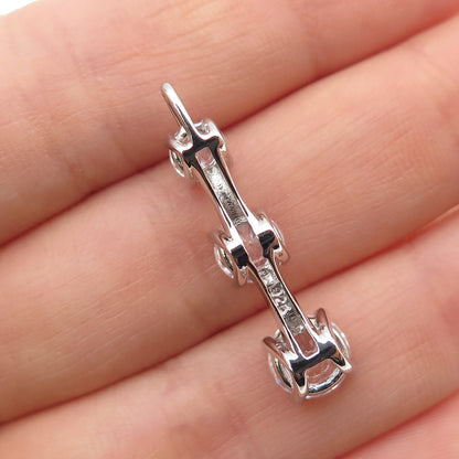 925 Sterling Silver Round-Cut Graduated C Z Charm Pendant