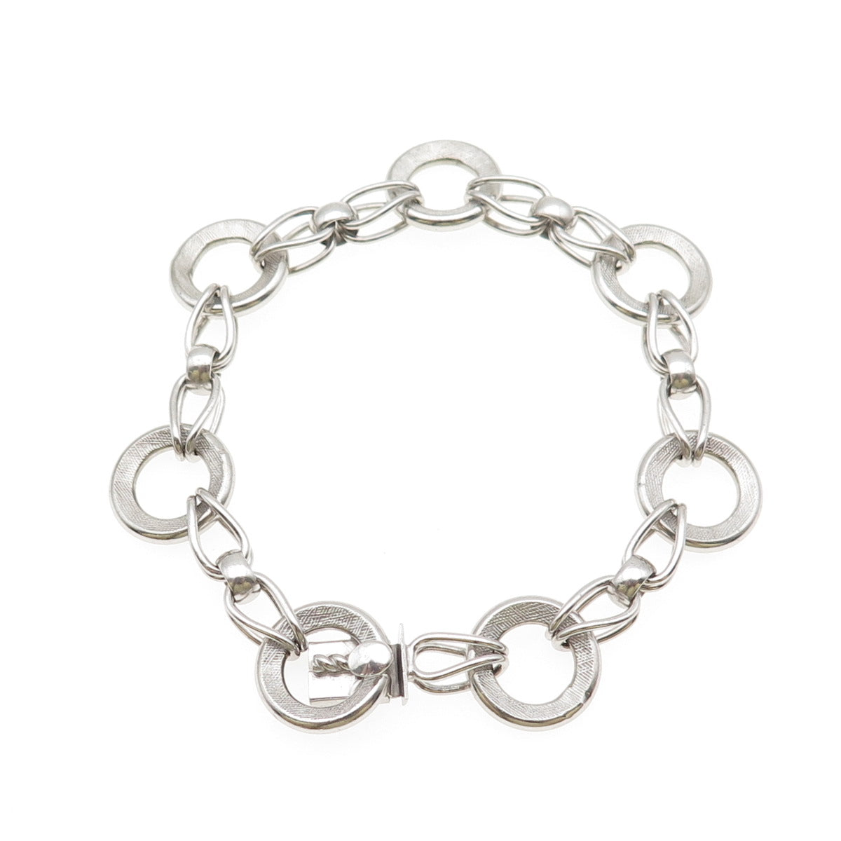A&Z HAYWARD 925 Sterling Silver Vintage Interlocked Circle Link Bracelet 7.5"
