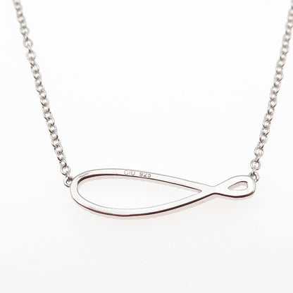 CID Clyde Duneier Sterling Silver Real Diamond Infinity Cable Chain Necklace 18"