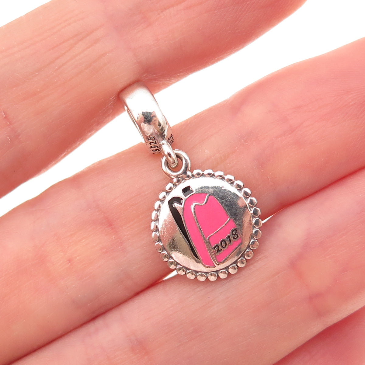 Pandora 925 Sterling Silver Enamel 2018 Backpack Dangle Charm