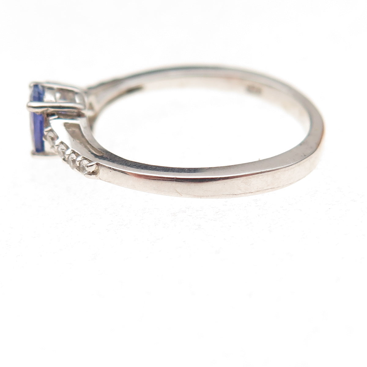 Chuck Clemency 925 Sterling Silver Real Tanzanite & White Topaz Ring Size 8.25
