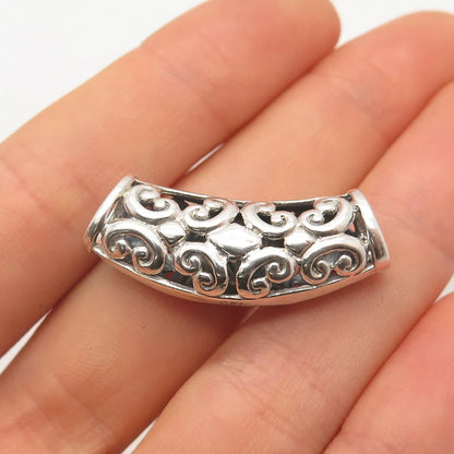925 Sterling Silver Vintage Real Mother-of-Pearl Ornate Pendant