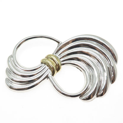 925 Sterling Silver 2-Tone Vintage Mexico Modernist Oxidized Pin Brooch Pendant
