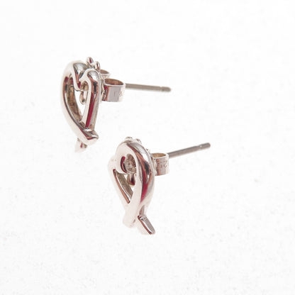 Tiffany & Co. Paloma Picasso 925 Sterling Silver Vintage Loving Heart Earrings