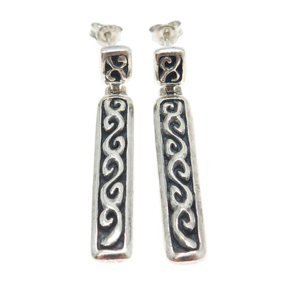 925 Sterling Silver Vintage "S" Link Dangling Bar Earrings