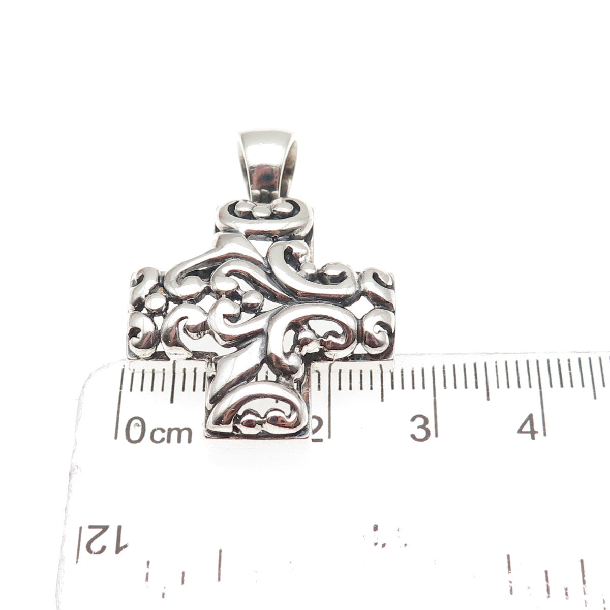 ATI Annika Witt 925 Sterling Silver Vintage Heart Ornate Cross Charm Pendant