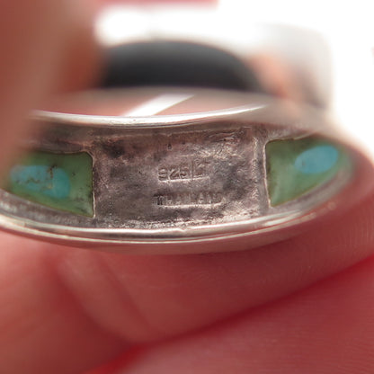 925 Sterling Silver Vintage Real Lapis & Turquoise Ring Size 8