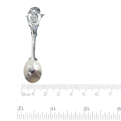 JEWELART 925 Sterling Silver Antique Art Deco Rose Flower Spoon Pin Brooch