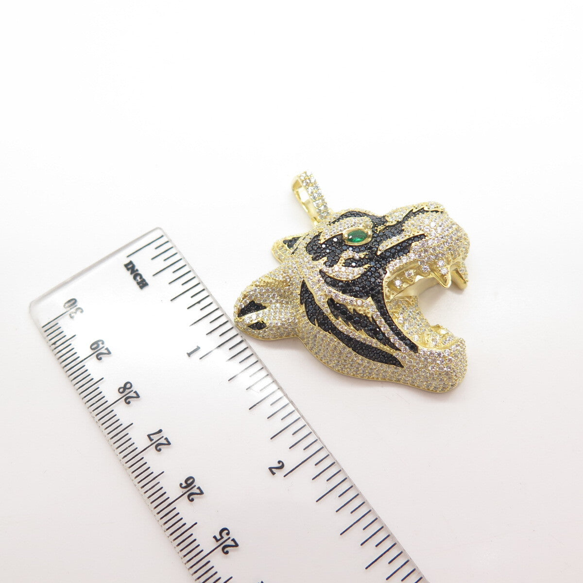 925 Sterling Silver Gold Plated Multi-Color C Z Roaring Tiger Pendant