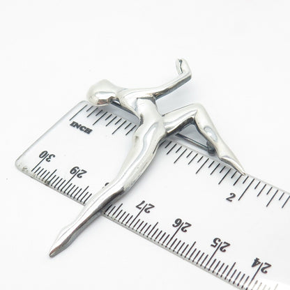 925 Sterling Silver Vintage Mexico Nude Woman Silhouette Pin Brooch