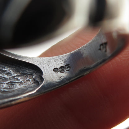 925 Sterling Silver Vintage Modernist Oxidized Ring Size 6.25