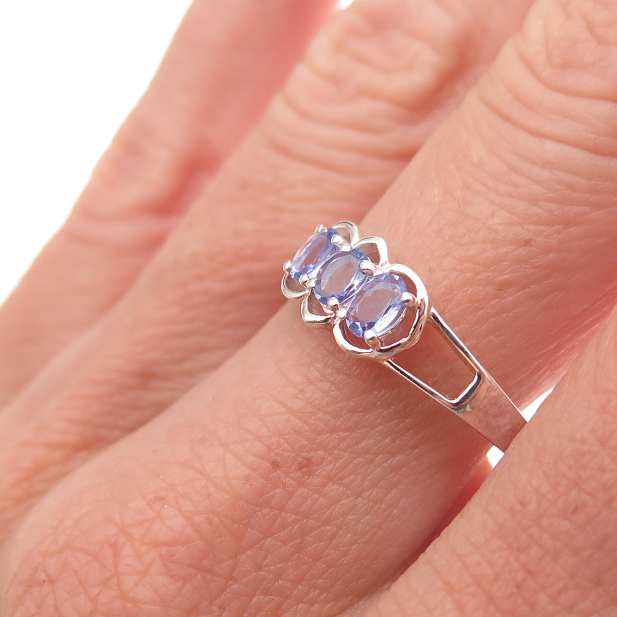 Chuck Clemency 925 Sterling Silver Real Oval-Cut Tanzanite Ring Size 8