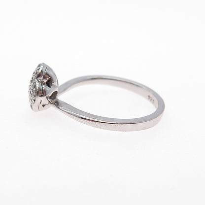 925 Sterling Silver Round-Cut C Z Flower Ring Size 6