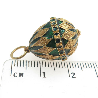 RAFKA Retired 925 Sterling Silver Vermeil Enamel Royal Easter Egg Charm Pendant