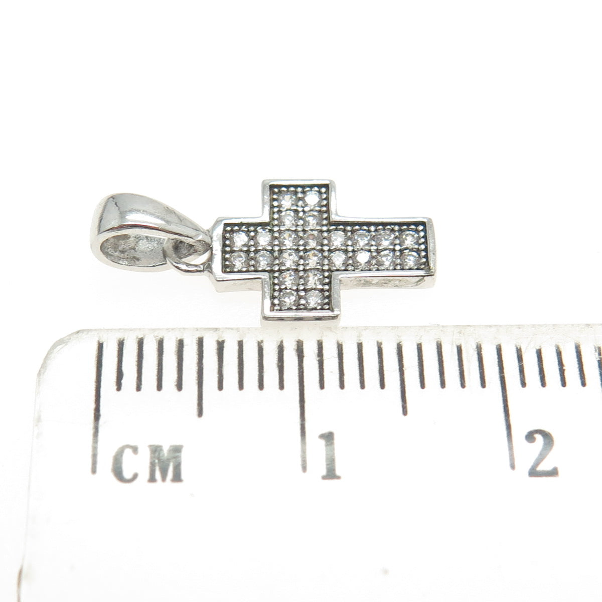 925 Sterling Silver Pave C Z Cross Pendant