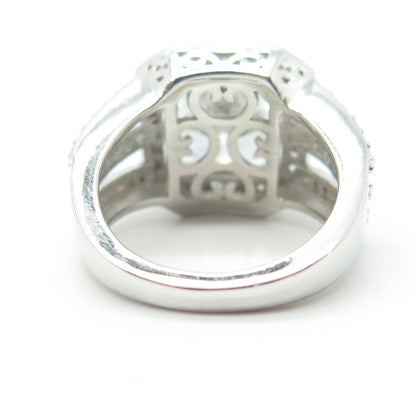 925 Sterling Silver Emma Skye Radiant-Cut Shaped C Z Engagement Ring Size 7