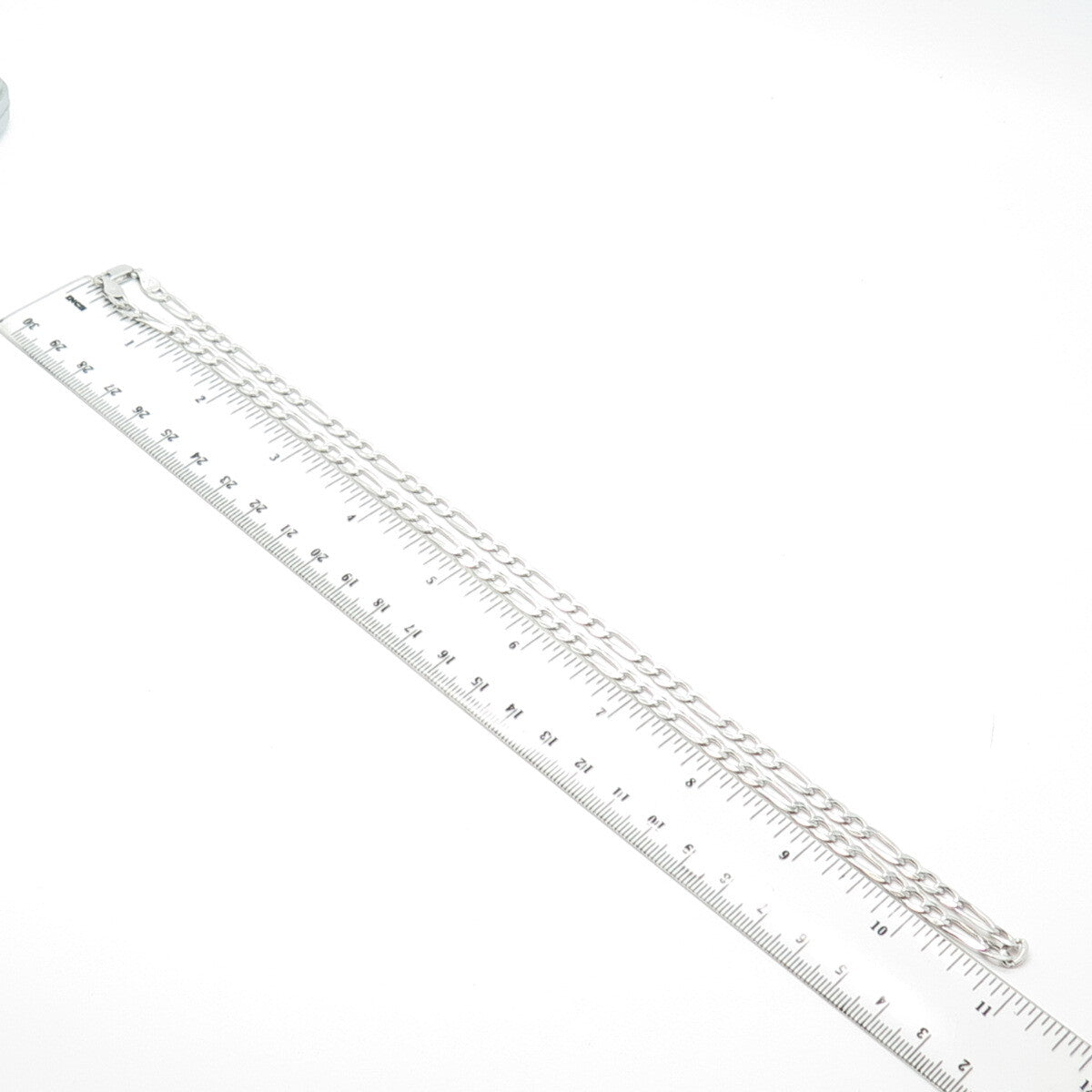 925 Sterling Silver Italy P. Lux Figaro Chain Necklace 22"