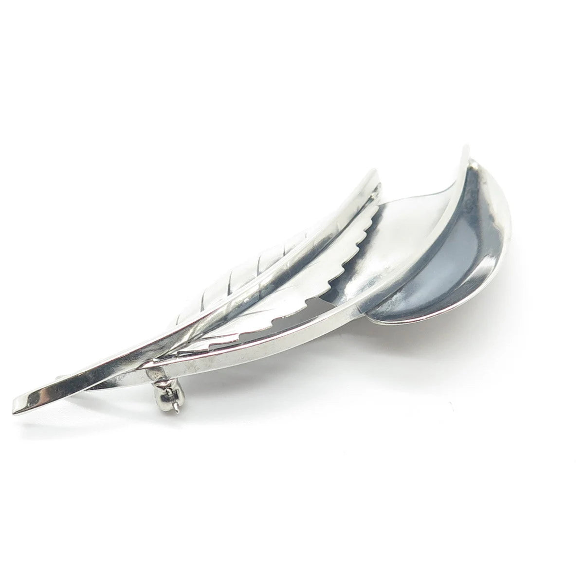 925 Sterling Silver Vintage Double-Leaf Pin Brooch