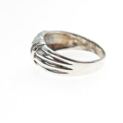 925 Sterling Silver Vintage Modernist Oxidized Ring Size 9.5