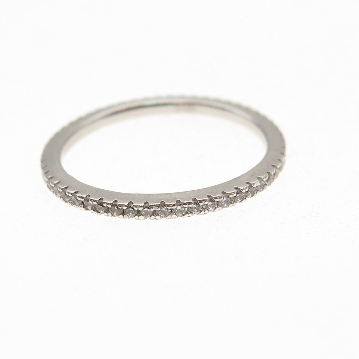 925 Sterling Silver Round-Cut C Z Eternity Stackable Band Ring Size 6.75