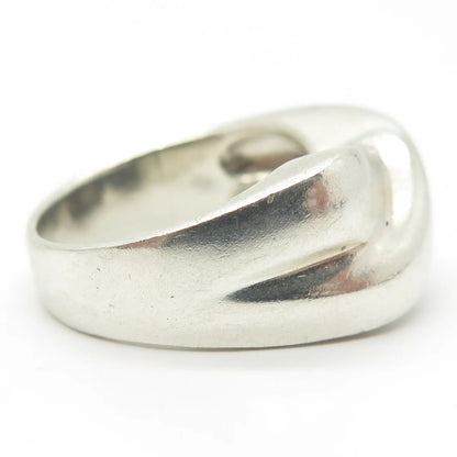 925 Sterling Silver Vintage Wide Crisscross Cocktail Ring Size 8.25