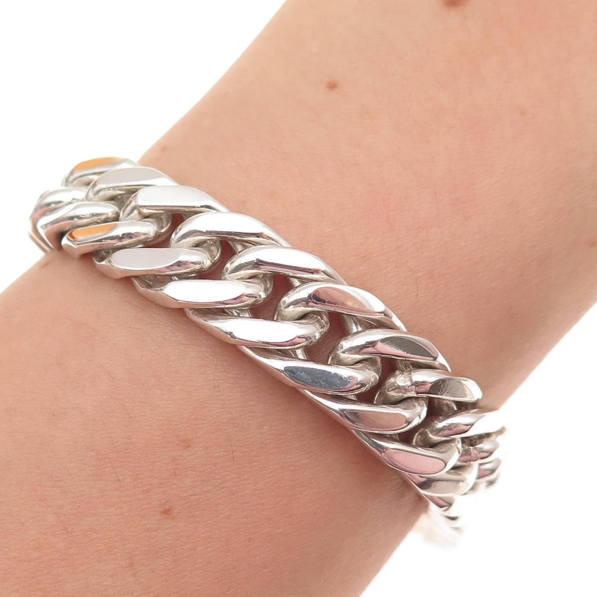 925 Sterling Silver Vintage Mexico Heavy 71.8g Cuban Link Bracelet 7.75"