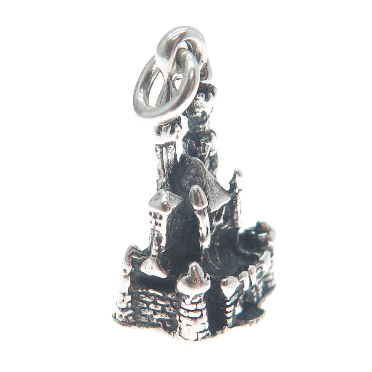 WALT DISNEY 925 Sterling Silver Vintage Cinderella Castle Mini 3D Charm Pendant