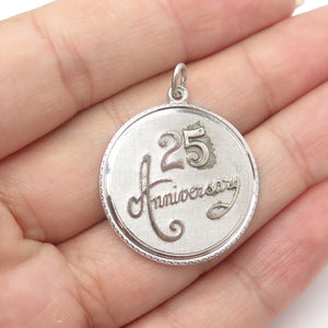 GRIFFITH & SONS CO. 925 Sterling Silver Vintage "Anniversary 25" Round Pendant