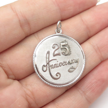 GRIFFITH & SONS CO. 925 Sterling Silver Vintage "Anniversary 25" Round Pendant