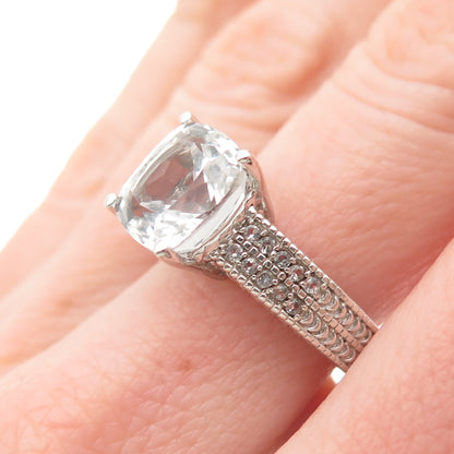 Michelle Albala 925 Sterling Silver Real Light Blue & White Topaz Ring Size 7.25