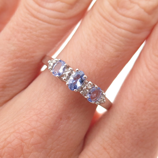 Chuck Clemency 925 Sterling Silver Real Oval-Cut Tanzanite Ring Size 7