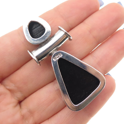 925 Sterling Silver Vintage Dichroic Glass Modernist Slide Pendant