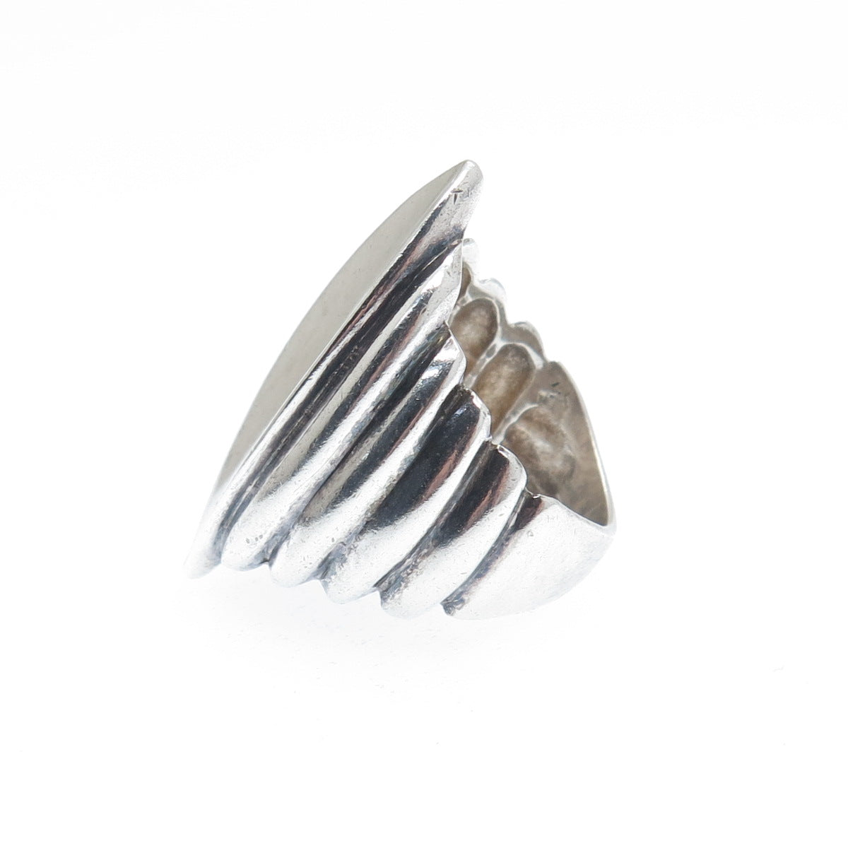 925 Sterling Silver Vintage Modernist Petal Ring Size 6