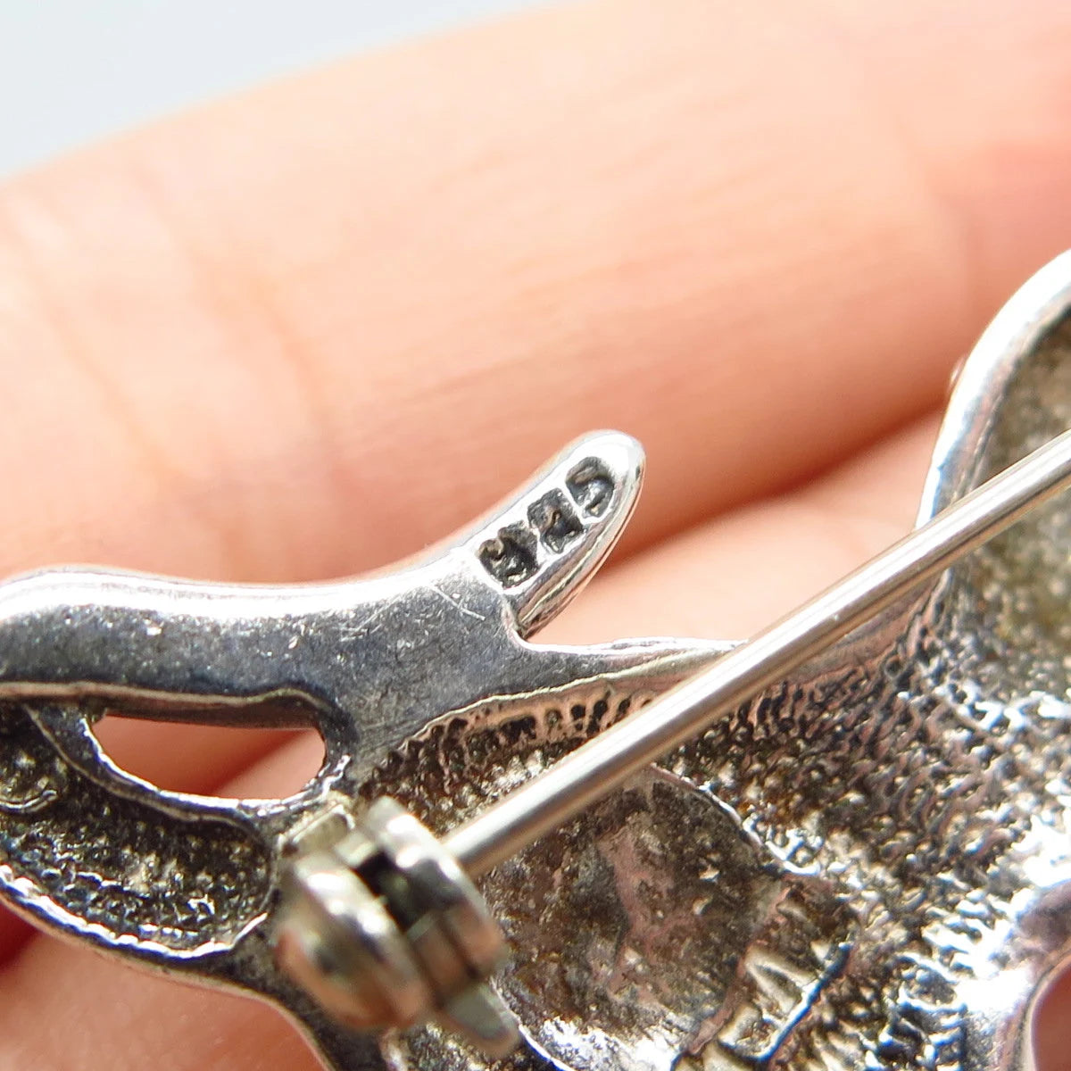 925 Sterling Silver Vintage Cat & Mouse Pin Brooch