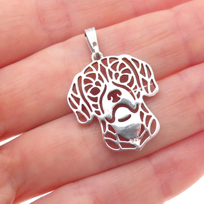 925 Sterling Silver Vintage Puggle Dog Charm Pendant