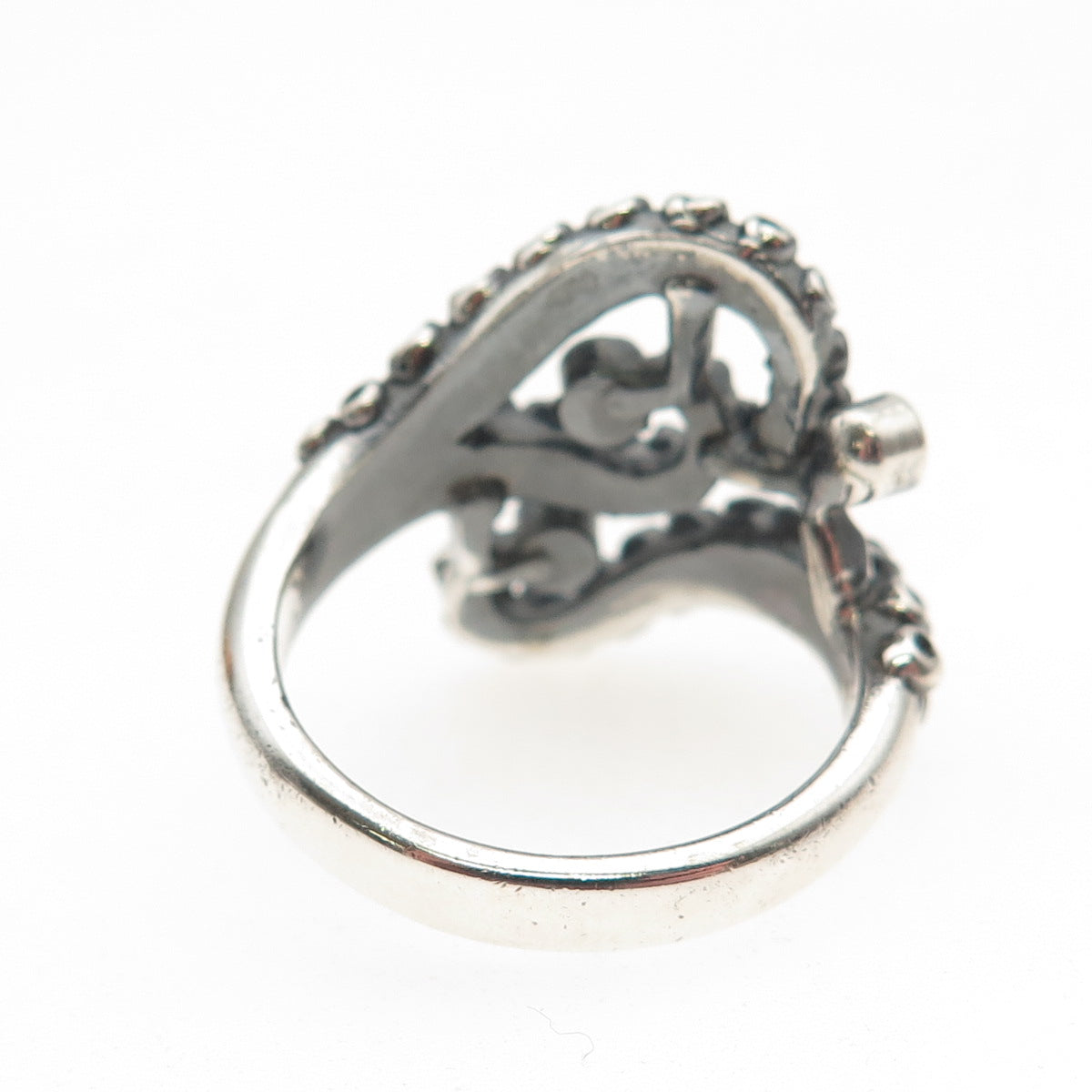 925 Sterling Silver Vintage Real Sapphire Octopus Oxidized Ring Size 8.25