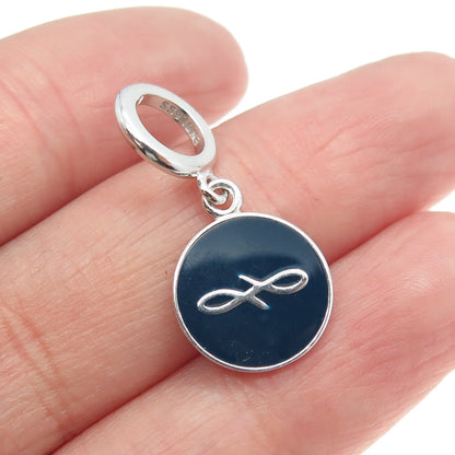 ENDLESS 925 Sterling Silver Blue Enamel Infinity Love Dangle Charm