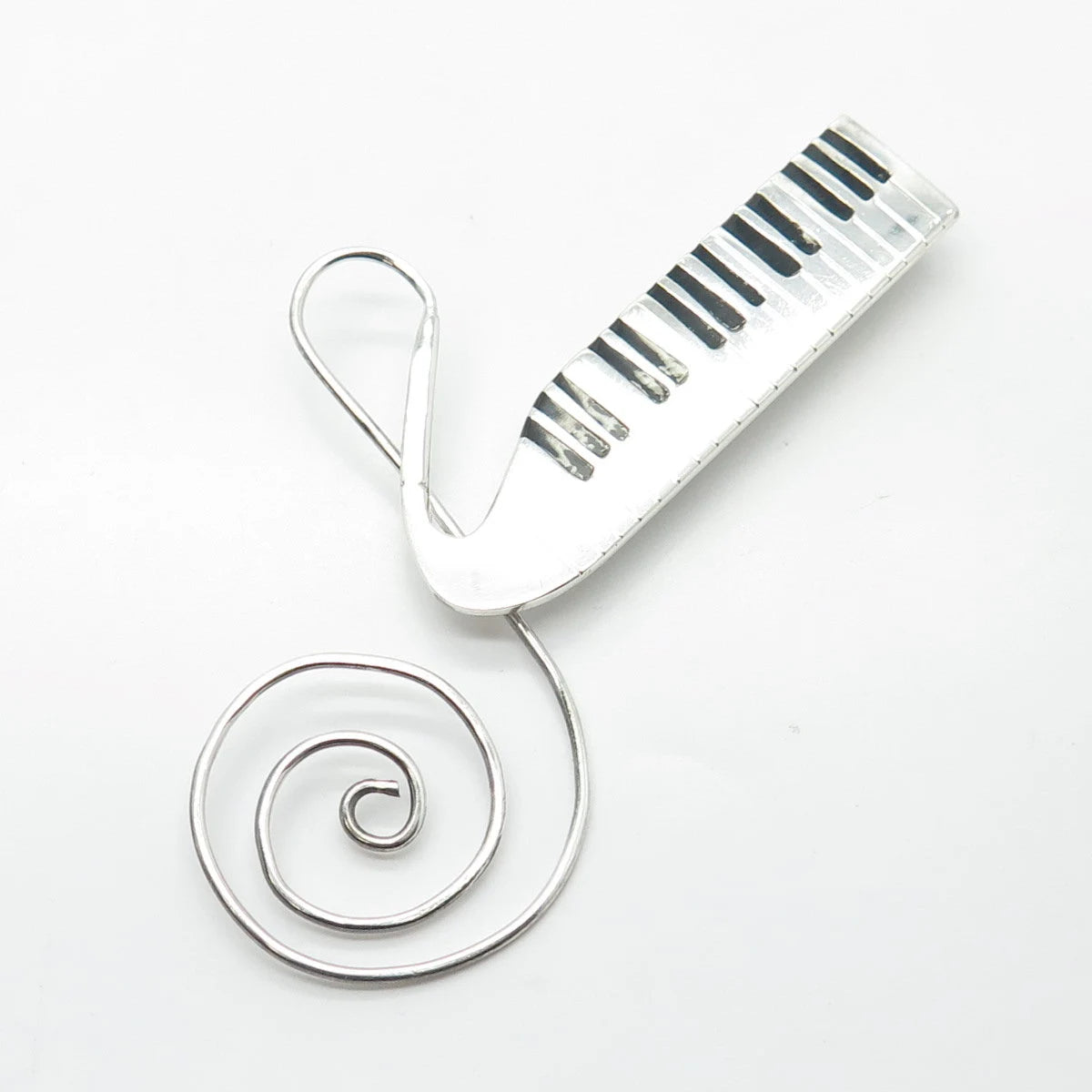 925 Sterling Silver Vintage Mexico Enamel Piano Keys Pin Brooch